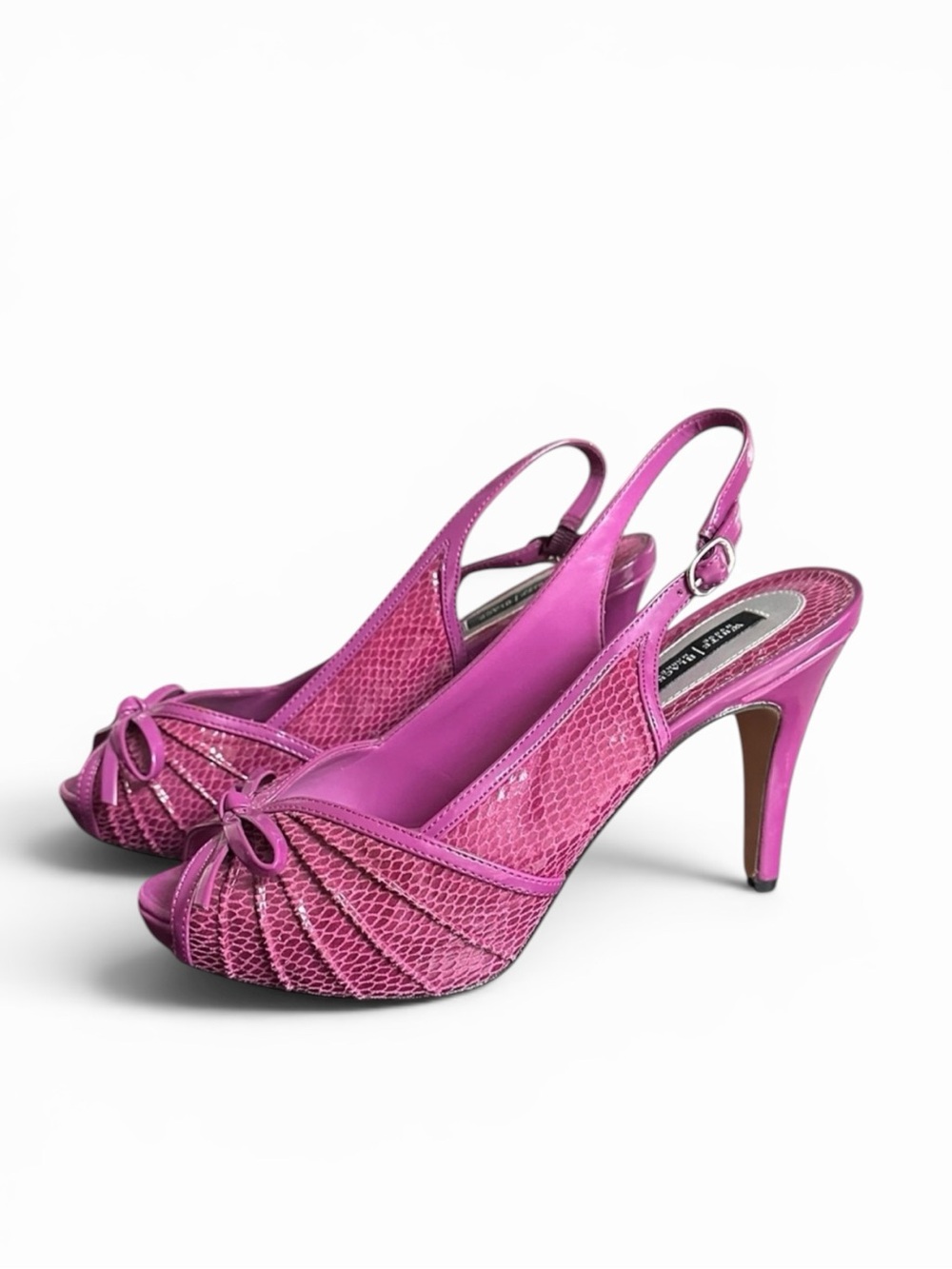 Pink Peep Toe Slingback Heels White House Black Market Jenna Snakeskin Leather